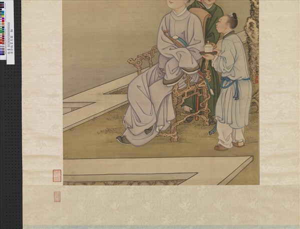 清冷枚賞月圖　軸