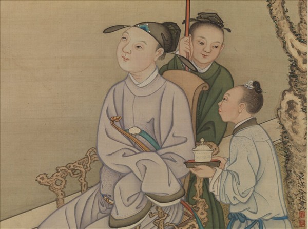 清冷枚賞月圖　軸