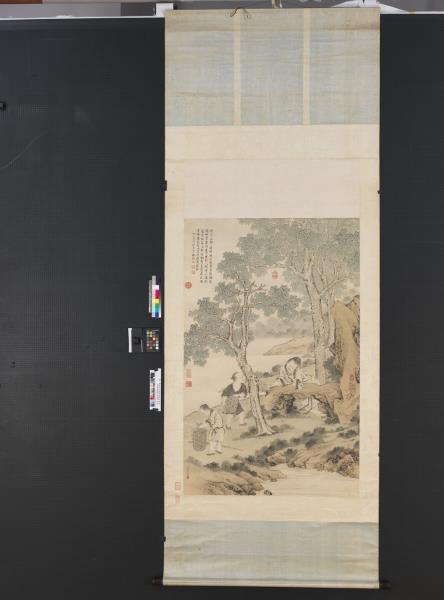 清金廷標採蘭圖高宗御題　軸