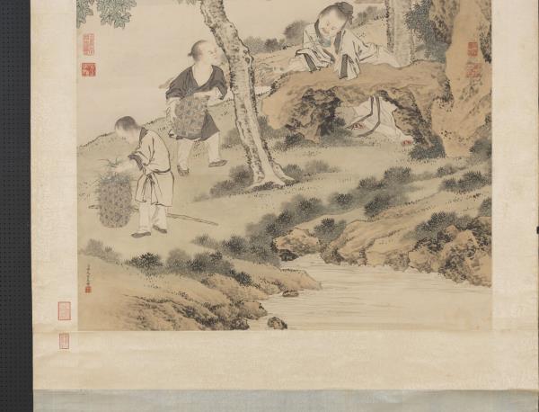 清金廷標採蘭圖高宗御題　軸