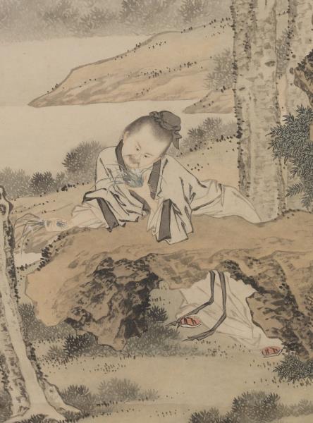 清金廷標採蘭圖高宗御題　軸