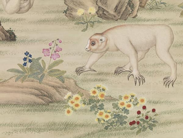 清艾啟蒙畫風猩　軸