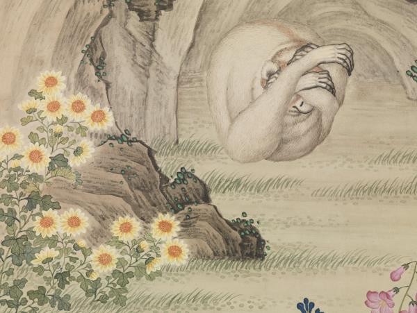 清艾啟蒙畫風猩　軸