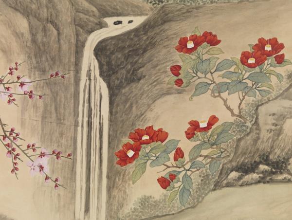 清艾啟蒙畫山貓　軸