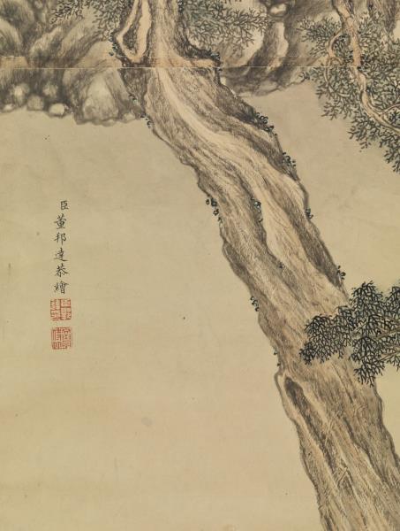 清董邦達畫御花園古柏圖　軸