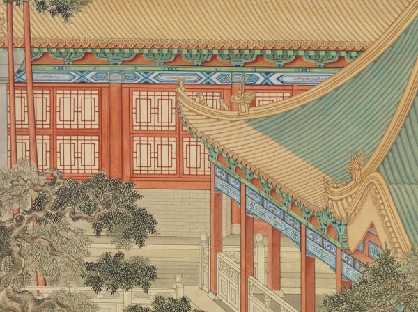 清董邦達畫御花園古柏圖　軸