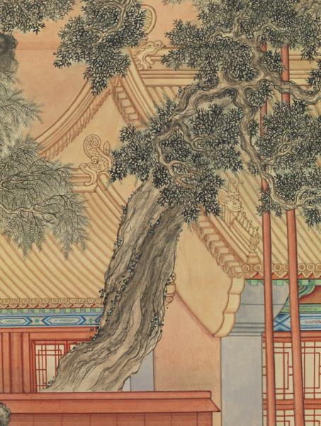 清董邦達畫御花園古柏圖　軸