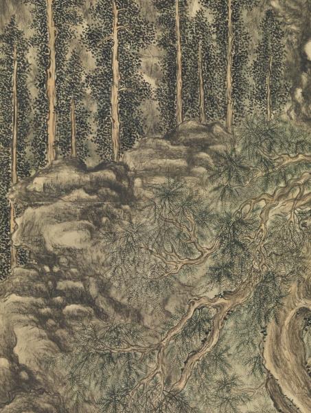 清董邦達畫御花園古柏圖　軸