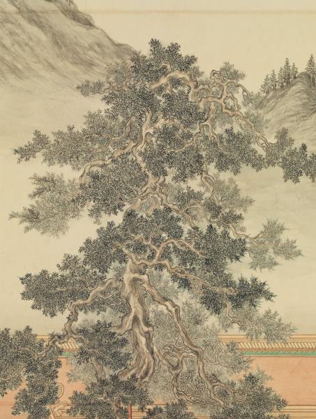 清董邦達畫御花園古柏圖　軸