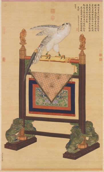 清艾啟蒙畫土爾扈特白鷹　軸