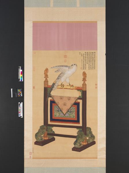 清艾啟蒙畫土爾扈特白鷹　軸