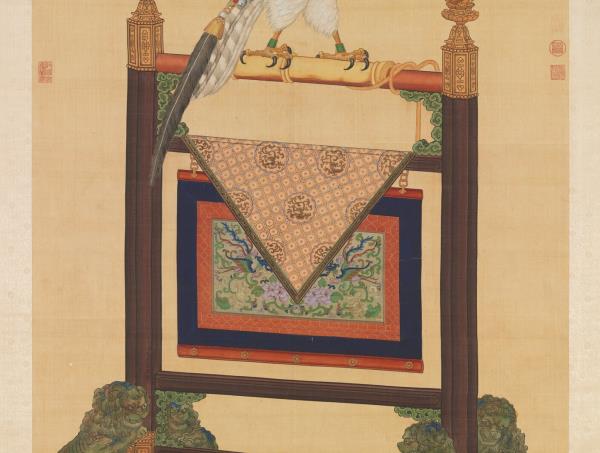 清艾啟蒙畫土爾扈特白鷹　軸