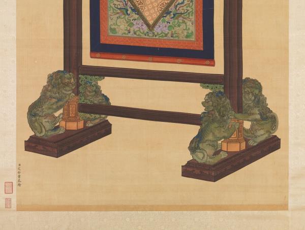 清艾啟蒙畫土爾扈特白鷹　軸