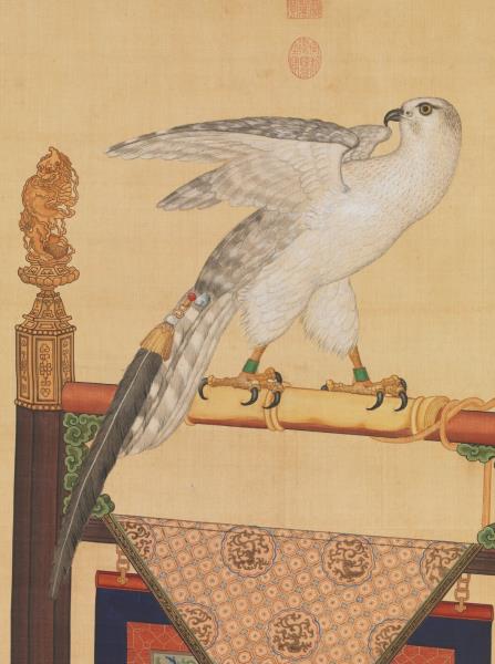 清艾啟蒙畫土爾扈特白鷹　軸