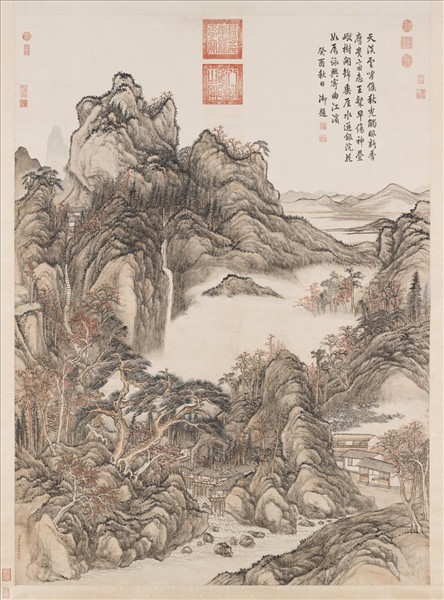 清張宗蒼畫雲崖錦樹　軸