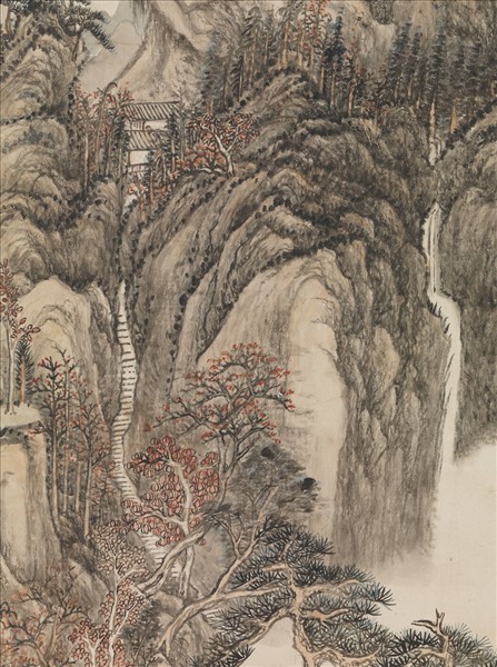 清張宗蒼畫雲崖錦樹　軸