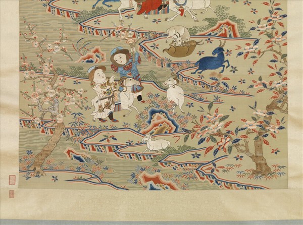 清緙繡九羊啟泰　軸