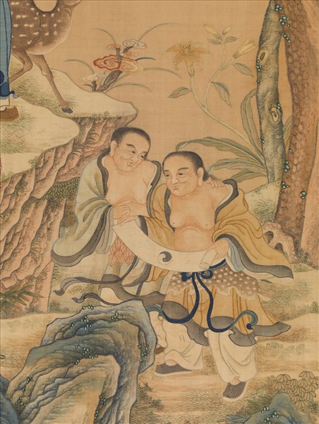 清緙絲群仙拱祝圖　軸