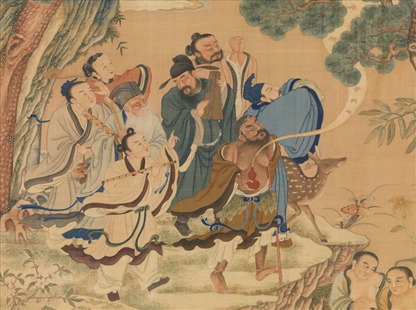 清緙絲群仙拱祝圖　軸