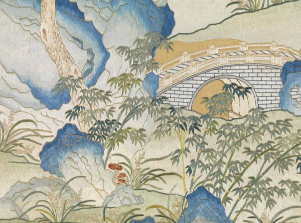 清孔憲培妻于氏恭繡御製萬年枝上日初長詩意　軸