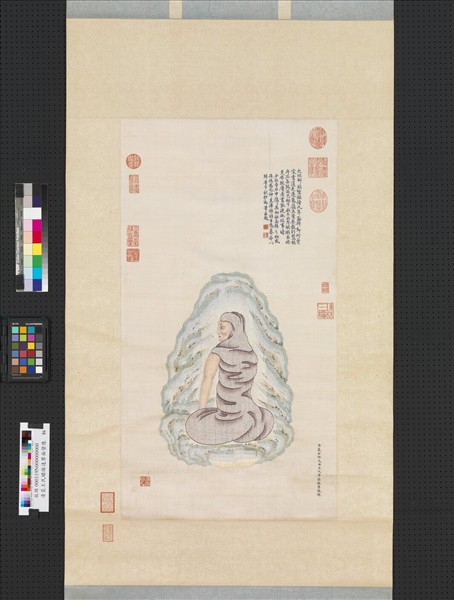 清裘王氏繡線達摩面壁像　軸