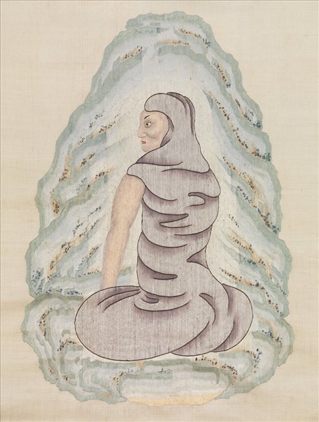 清裘王氏繡線達摩面壁像　軸