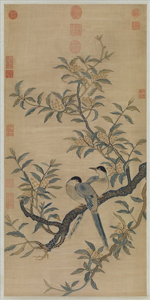 宋緙絲桂枝雙喜圖　軸