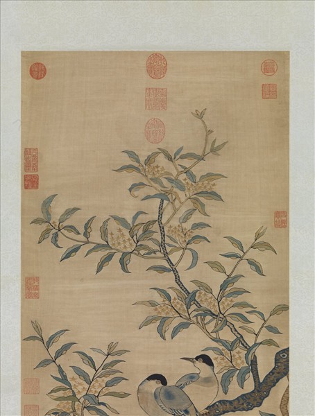 宋緙絲桂枝雙喜圖　軸