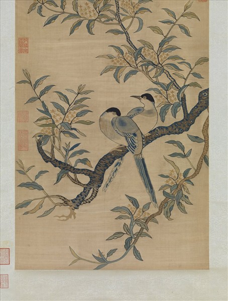 宋緙絲桂枝雙喜圖　軸