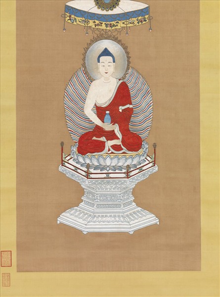 清御製贊繡線無量壽佛　軸