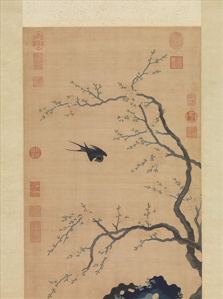 元緙絲崔白杏林春燕　軸