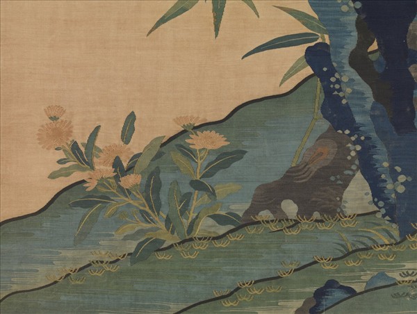 元緙絲崔白杏林春燕　軸