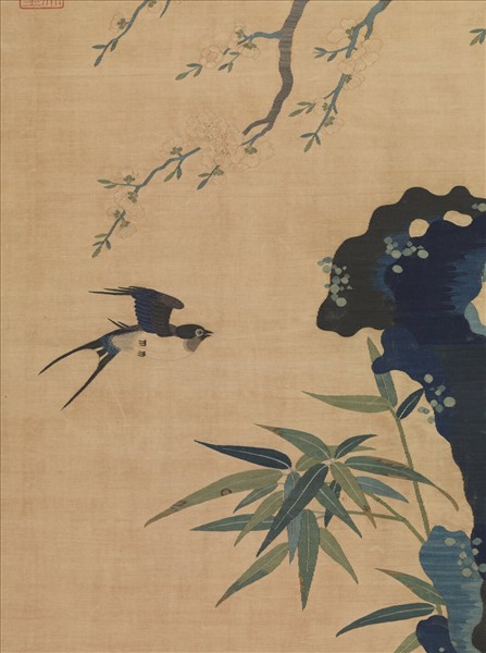 元緙絲崔白杏林春燕　軸