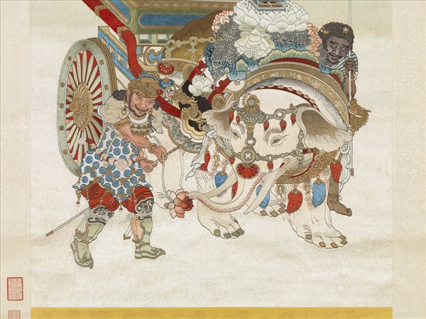 清繡線佛像（九）普賢菩薩　軸