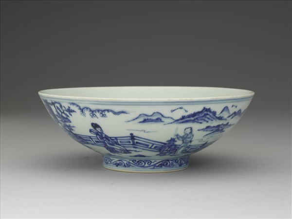 青花仕女圖碗