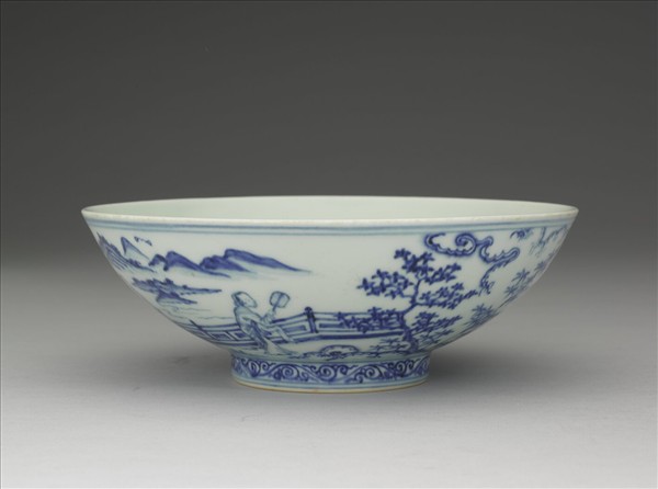 青花仕女圖碗