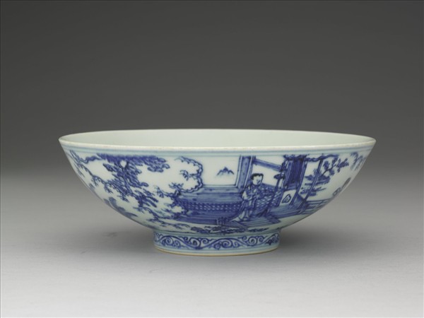 青花仕女圖碗