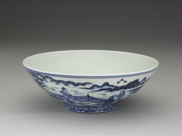 青花〈秋夕〉詩意仕女圖碗