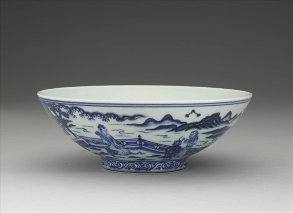 青花〈秋夕〉詩意仕女圖碗