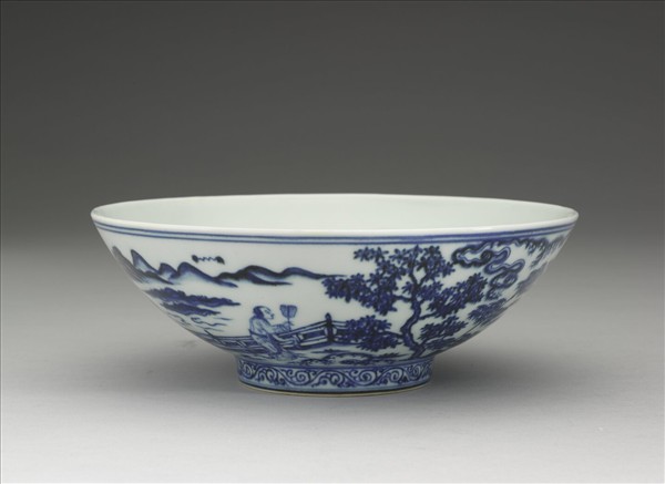 青花〈秋夕〉詩意仕女圖碗