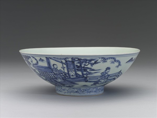 青花仕女圖碗