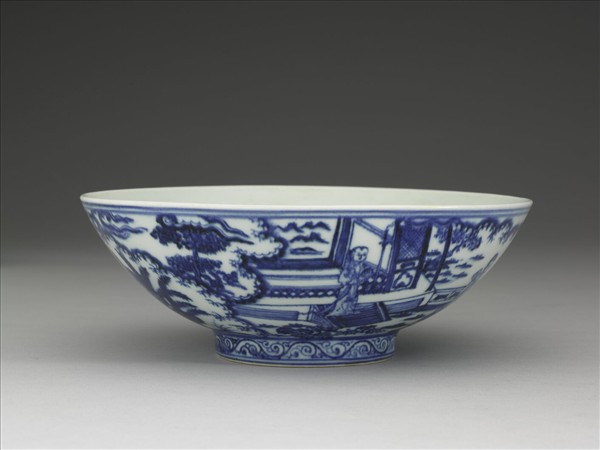 青花仕女圖碗