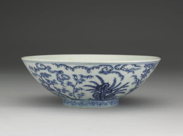 青花〈秋夕〉詩意仕女圖碗