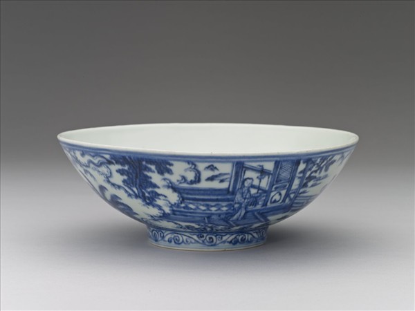 青花仕女圖碗