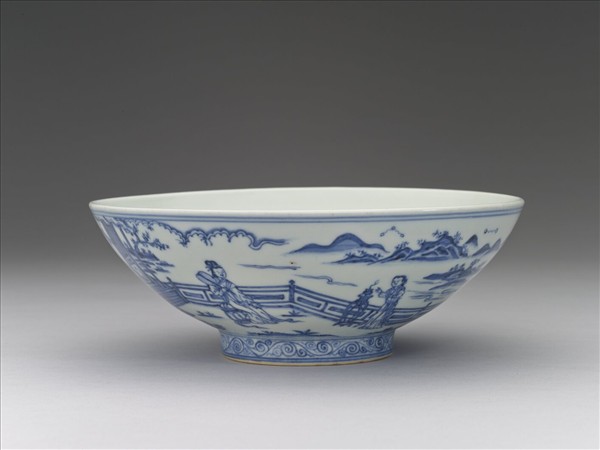 青花仕女圖碗