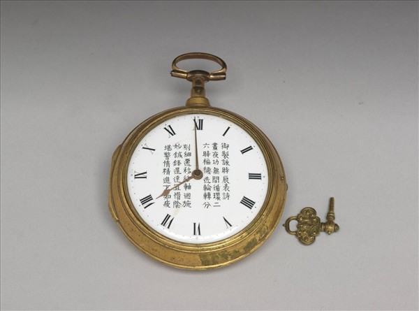 銅鍍金詩文懷錶
