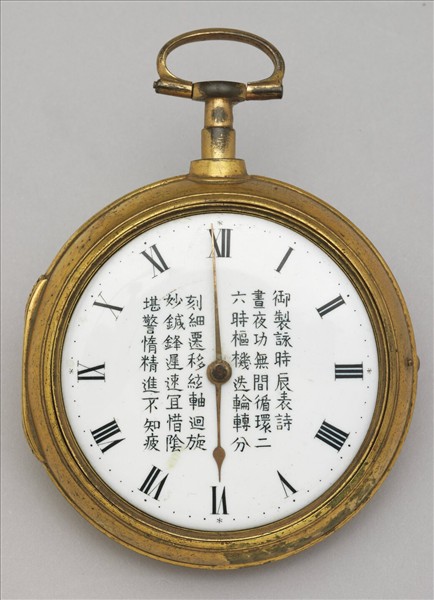 銅鍍金詩文懷錶