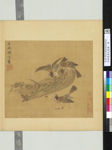 宋錢選畫花籃圖　冊　稻雀