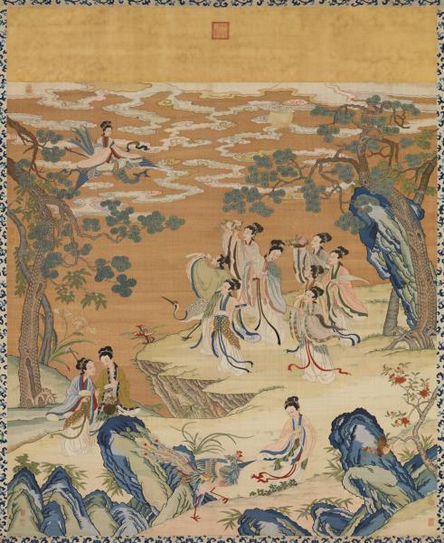 清緙絲群仙祝壽　軸