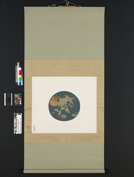 明緙絲桐封秋實團扇　軸